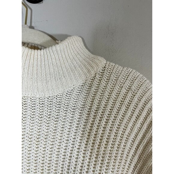 Vintage Cable Knit Fringe Sweater L Cream Tassel Neutral Retro Classic Chic 80s - Picture 7 of 11